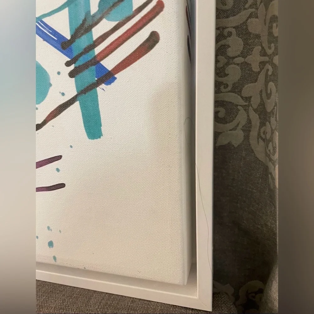West Elm Abstract Circles & Strokes Wall Art - Teal, Blue, Purple 17” H x 13.5”